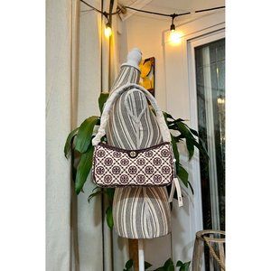 TORY BURCH - T MONOGRAM CHENIELLE STUDIO CRESENT HANDBAG